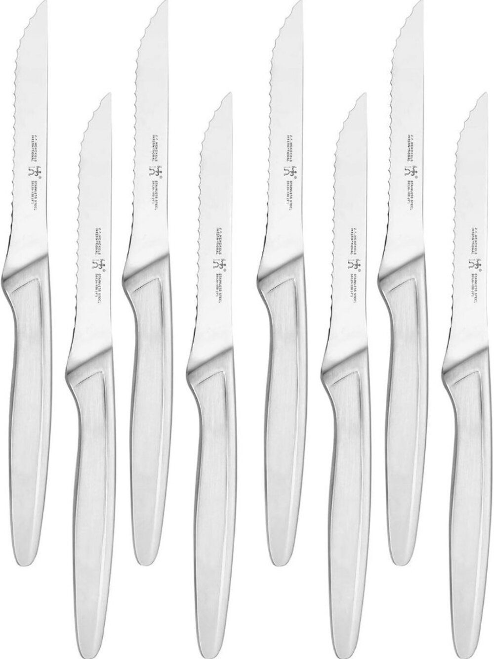 Razor-Sharp Steak Knife Set of 8 - German Engineered, Precision Cutting, Silver